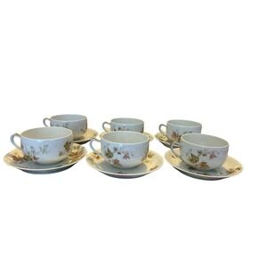 Vintage Haviland & Co Limoges France Maple Leaf Set of 6 Cups & 7 Saucers Plates